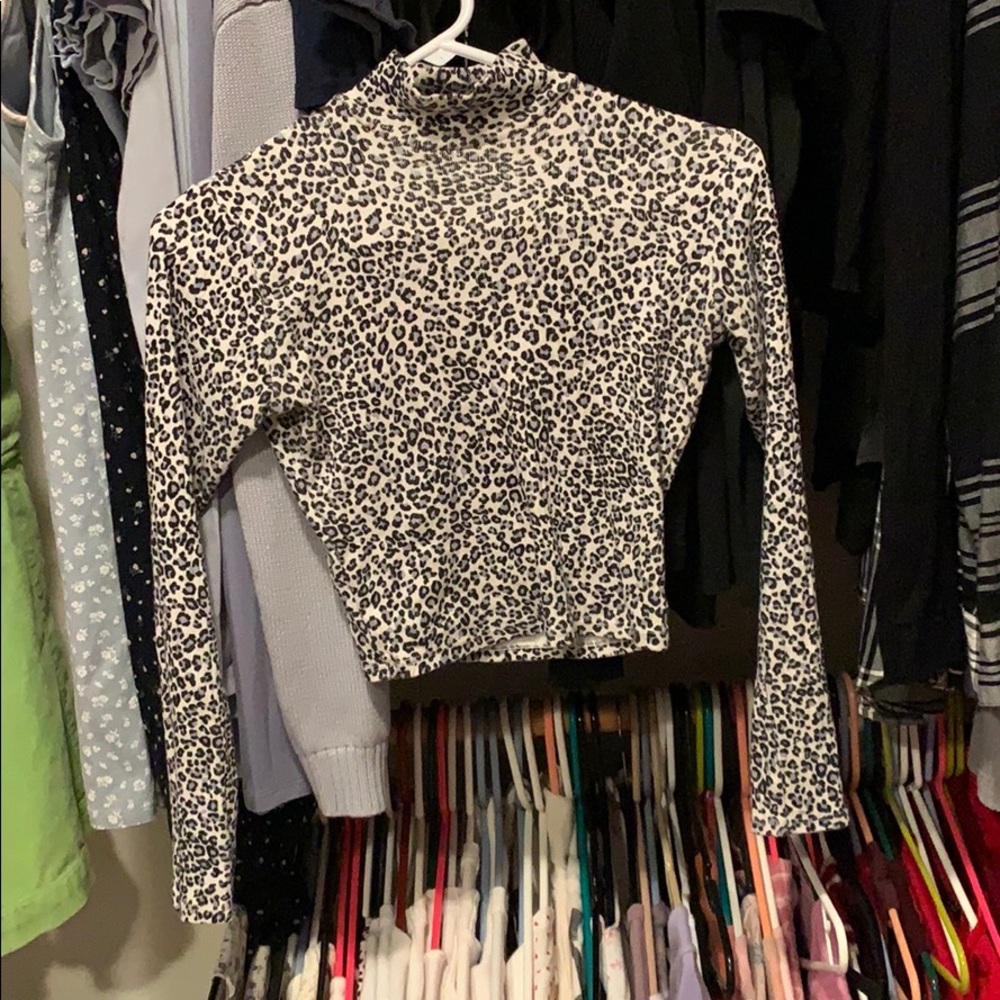 Brandy cheetah turtleneck top
